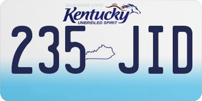 KY license plate 235JID