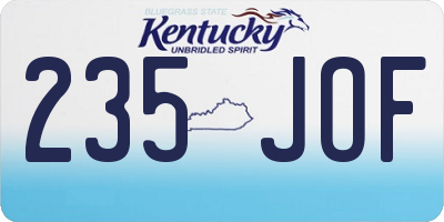 KY license plate 235JOF