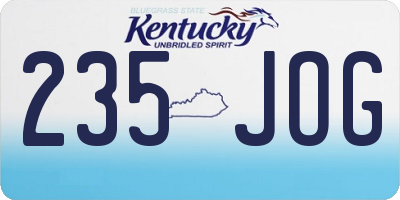 KY license plate 235JOG