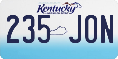 KY license plate 235JON