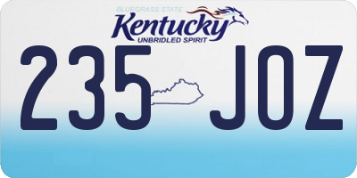 KY license plate 235JOZ