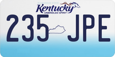 KY license plate 235JPE