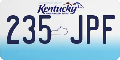 KY license plate 235JPF