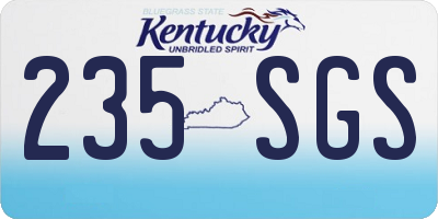 KY license plate 235SGS
