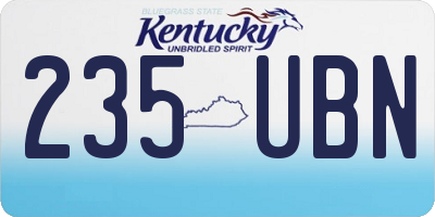 KY license plate 235UBN