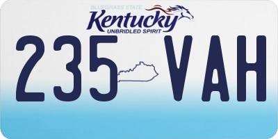 KY license plate 235VAH