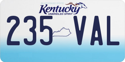 KY license plate 235VAL