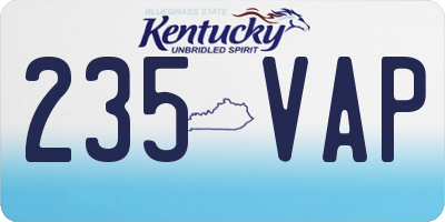 KY license plate 235VAP
