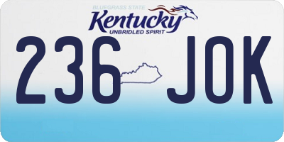 KY license plate 236JOK