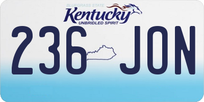 KY license plate 236JON