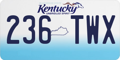 KY license plate 236TWX