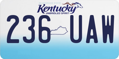 KY license plate 236UAW