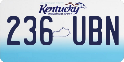 KY license plate 236UBN