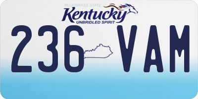 KY license plate 236VAM