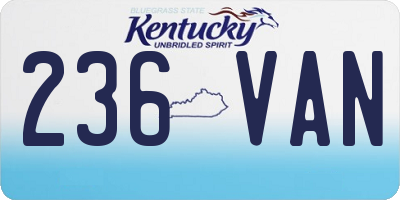 KY license plate 236VAN