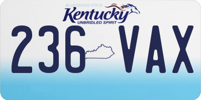 KY license plate 236VAX