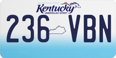 KY license plate 236VBN