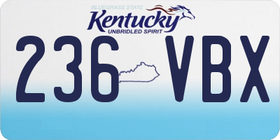 KY license plate 236VBX