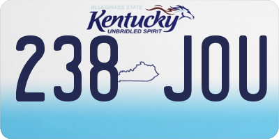 KY license plate 238JOU