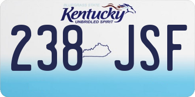 KY license plate 238JSF