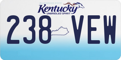 KY license plate 238VEW