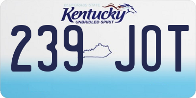 KY license plate 239JOT
