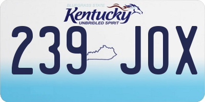 KY license plate 239JOX