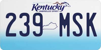 KY license plate 239MSK