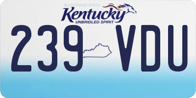 KY license plate 239VDU