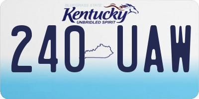 KY license plate 240UAW