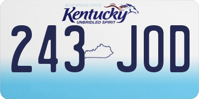 KY license plate 243JOD