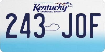 KY license plate 243JOF