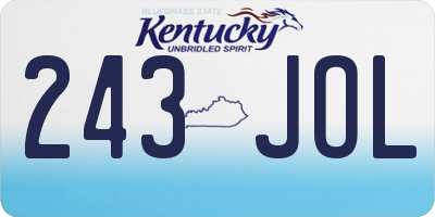 KY license plate 243JOL