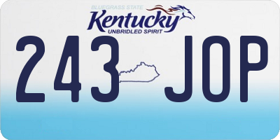 KY license plate 243JOP