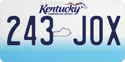 KY license plate 243JOX
