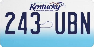 KY license plate 243UBN