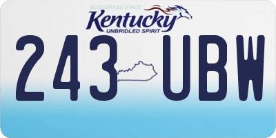 KY license plate 243UBW