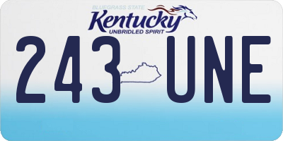KY license plate 243UNE