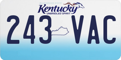 KY license plate 243VAC