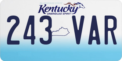 KY license plate 243VAR