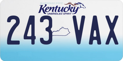 KY license plate 243VAX