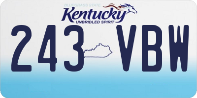 KY license plate 243VBW
