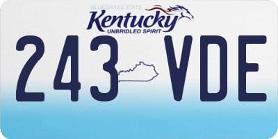 KY license plate 243VDE