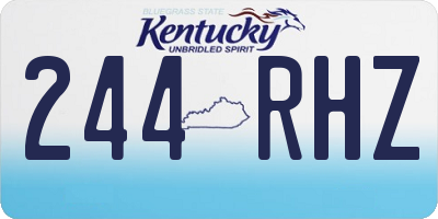 KY license plate 244RHZ