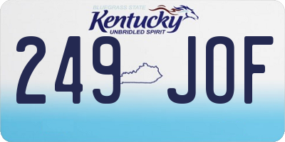 KY license plate 249JOF