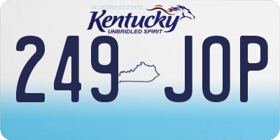 KY license plate 249JOP