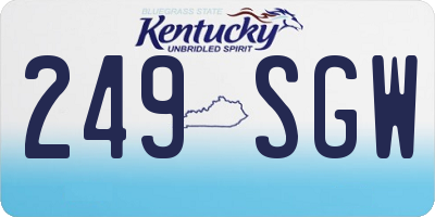 KY license plate 249SGW