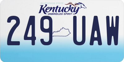 KY license plate 249UAW