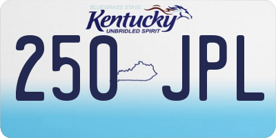KY license plate 250JPL