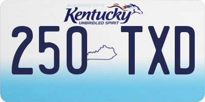 KY license plate 250TXD